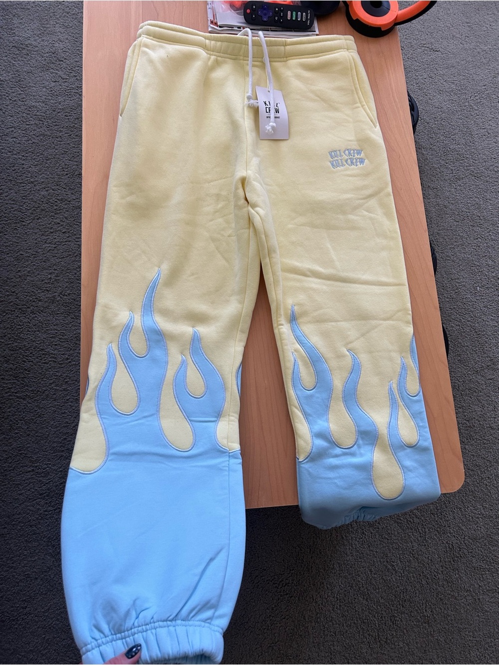 Kill Crew Yellow & Light Blue Flame Sweatpants